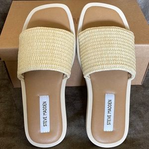 Steve Madden Cream Woven Slide Sandals